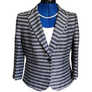 Ann Taylor LOFT Blue and Cream Striped Blazer